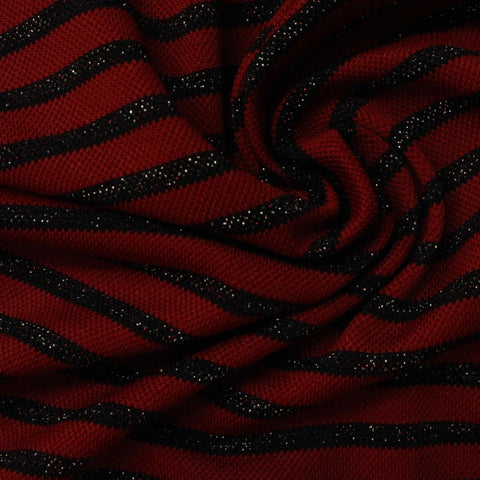 Red Glitter-Stripe Knit, 210 gsm, 170 cm, ref EF-222483