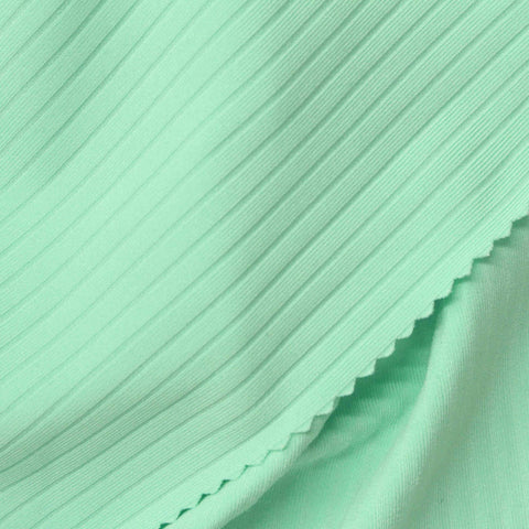 Polyester Stretch Rib Knit Fabric, 220 gsm — Green