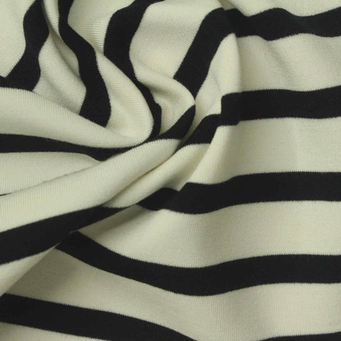 Black Horizontal-Stripe Scuba Knit, Modal-Poly