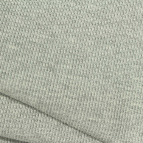 Light Grey Marl Rib Knit, Cotton-Poly, 360 gsm, 120 cm