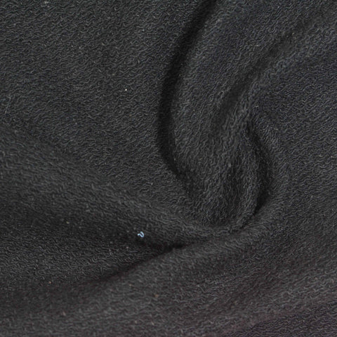 100% Cotton French Terry Fabric, 430 gsm, 164 cm — Black