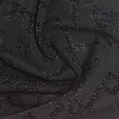 Black Geometric-Diamond Pointelle Knit, Poly-Metallic