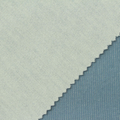 Cotton Polyester Rib Knit Fabric, 310 gsm, 164 cm — Blue