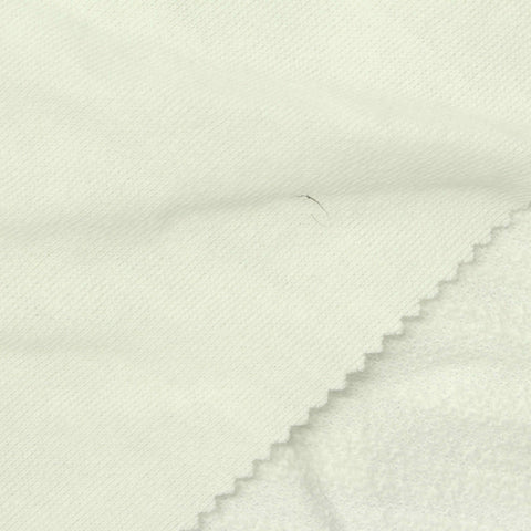Slub Cotton Polyester French Terry Fabric, 230 gsm, 165 cm — White
