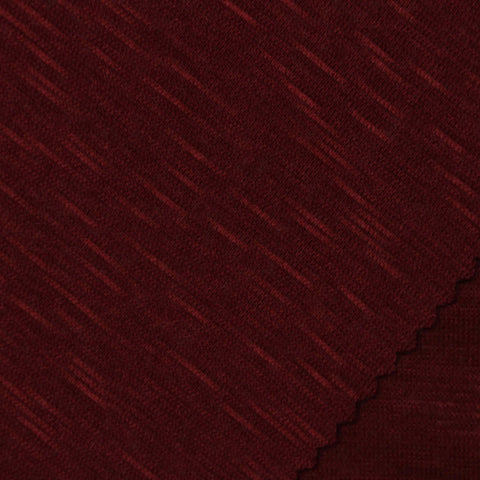 Dark Red Marl Rib Knit, Viscose, 233 gsm