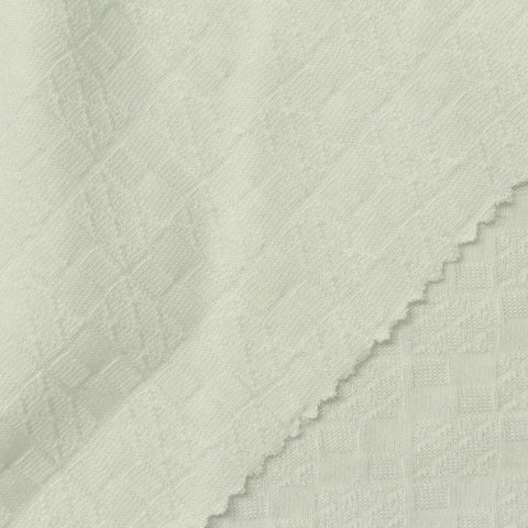 Cream Textured-Square Jacquard, Cotton-Poly