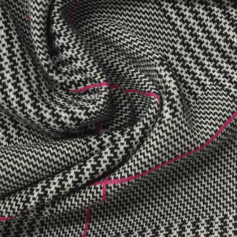 Black Houndstooth Jacquard, Poly-Viscose, 360 gsm