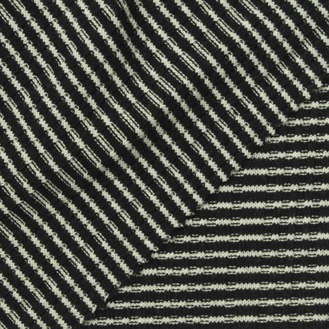 White Horizontal-Stripe Rib Knit, Viscose-Poly, 270 gsm