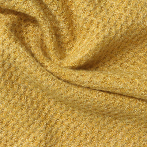 Jacquard Viscose Polyester Blend Chunky Knit Fabric, 290 gsm, 155 cm — Yellow
