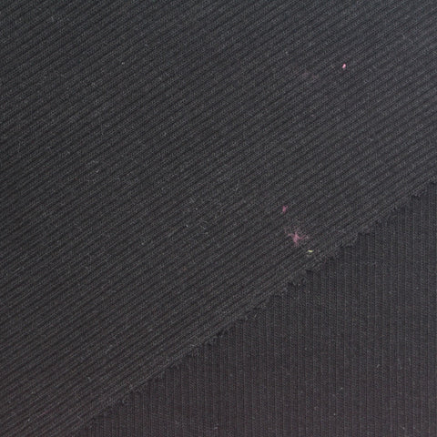 Cotton Polyester Stretch Rib Knit Fabric, 350 gsm, 125 cm — Black
