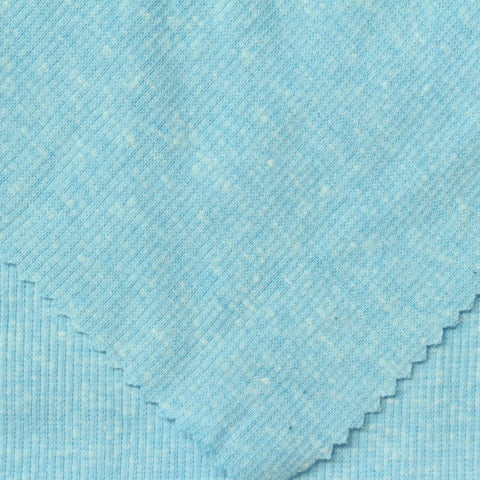 Light Blue Marl Rib Knit, Poly-Cotton, 240 gsm