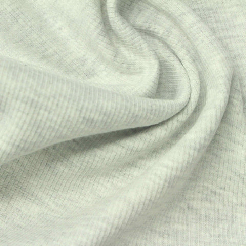 Light Grey Heathered-Marl Rib Knit, Cotton-Poly, 310 gsm