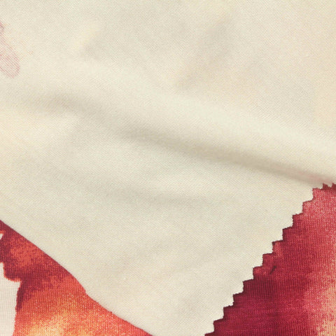 Red Abstract-Floral Knit, Viscose