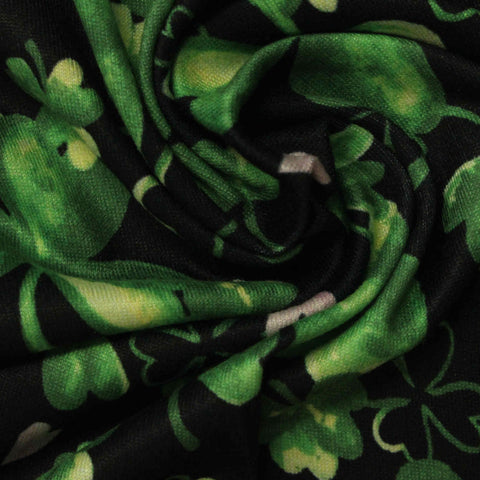 Bold Floral 100% Polyester Milk Silk Knit Fabric, 169 gsm, 165 cm — Black