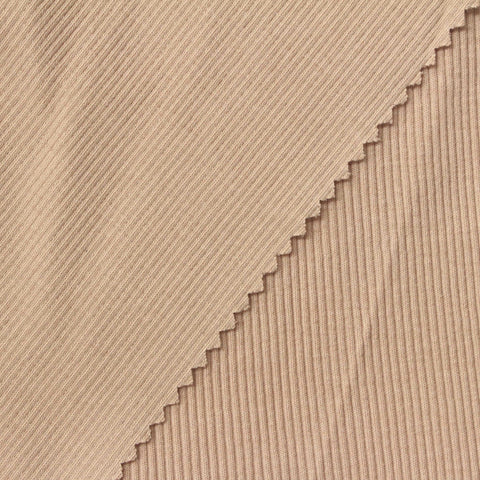 Cotton Stretch Rib Knit Fabric, 280 gsm, 130 cm — Beige