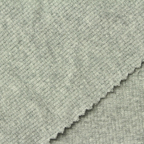 Heather Grey Marl Rib Knit, Cotton, 375 gsm