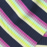 Dark Blue Horizontal-Stripe Rib Knit, Poly-Viscose, 240 gsm — photo 1