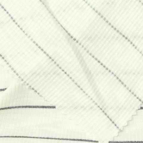 Dark Grey Horizontal-Stripe Rib Knit, Poly-Viscose, 160 gsm