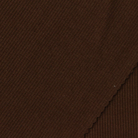 Cotton Polyester Stretch Rib Knit Fabric, 420 gsm, 125 cm — Brown