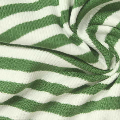 Green Horizontal-Stripe Rib Knit, Cotton