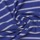 Blue Horizontal-Stripe Rib Knit, Polyester, 245 gsm — photo 1