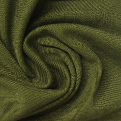 Polyester Cotton Blend Stretch Rib Knit Fabric, 220 gsm, 180 cm — Green