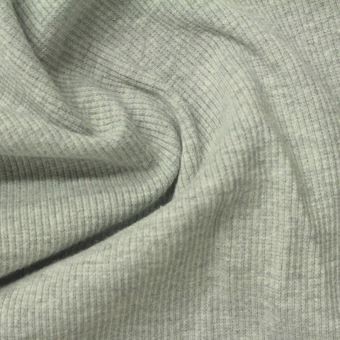 Heather Grey Marl Rib Knit, Cotton-Poly, 340 gsm