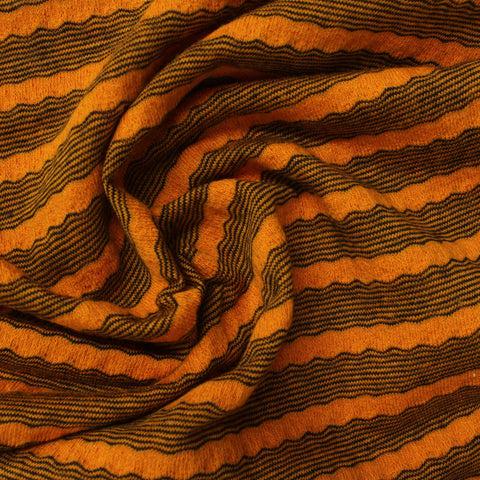 Orange Horizontal-Stripe Jersey Knit, Cotton-Poly, 174 gsm