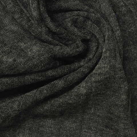 Dark Grey Heathered-Marl Rib Knit, Polyester, 170 gsm