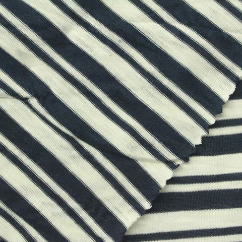 Navy Horizontal-Stripe Jersey Knit, Modal