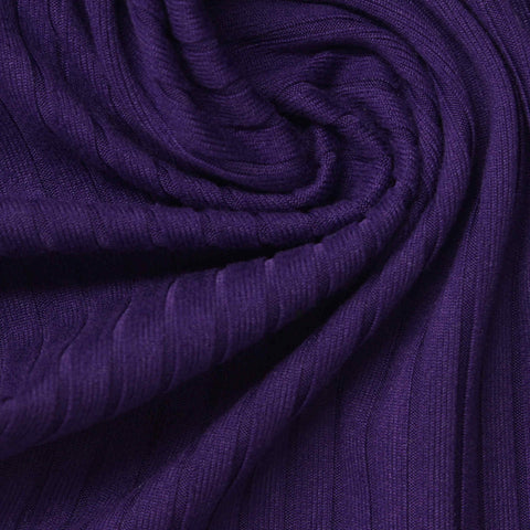 Polyester Stretch Rib Knit Fabric, 280 gsm, 152 cm — Purple