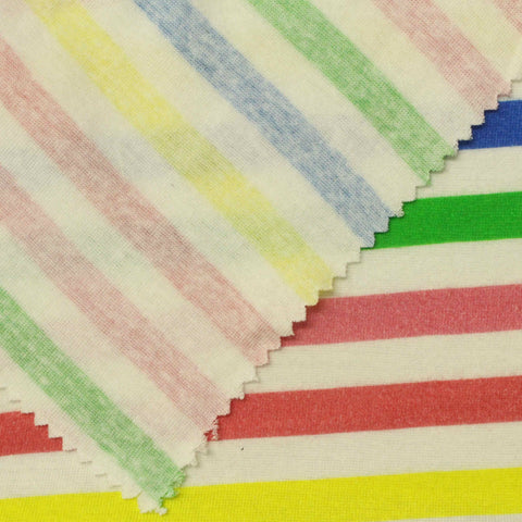 Multicolor Horizontal-Stripe Rib Knit, Cotton