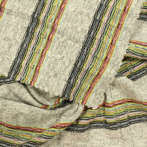 Beige Bands Knit, Poly-Viscose
