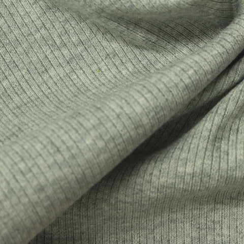 Light Green Marl Rib Knit, Cotton-Poly, 330 gsm