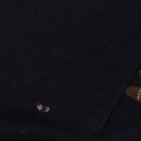 Printed Brushed Cotton Polyester French Terry Fabric, 280 gsm — Black