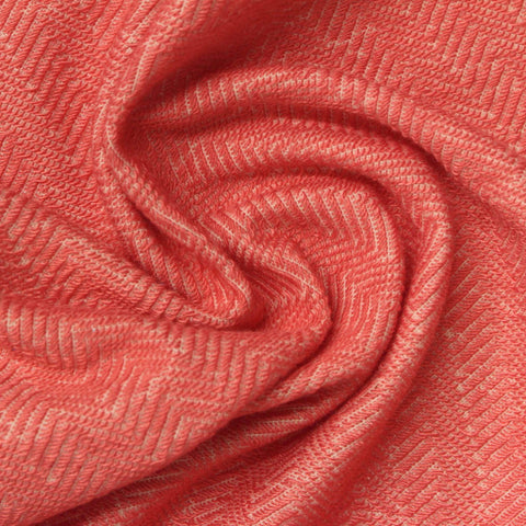 Coral Chevron French Terry, Poly-Cotton