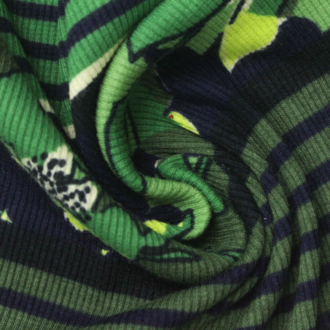 Green Camo Rib Knit, Cotton