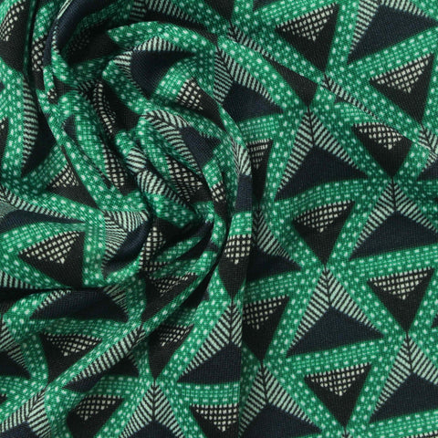 Dark Blue Triangles Jersey Knit, Polyester
