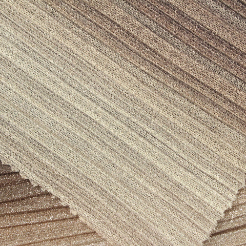 Viscose Metallic Stretch Plissé Fabric, 140 gsm, 150 cm — Brown