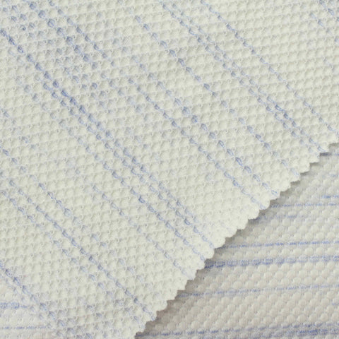 Blue Horizontal-Stripe Jersey Knit, Cotton-Poly, 203 gsm