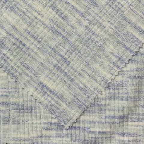 Light Blue Marl Rib Knit, Poly-Viscose, 275 gsm