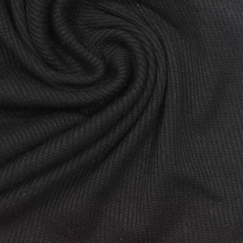 Polyester Stretch Rib Knit Fabric, 180 gsm, 150 cm — Black