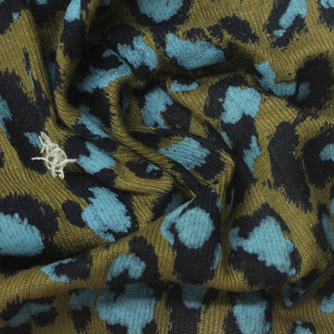 Black Leopard Rib Knit, Poly-Viscose