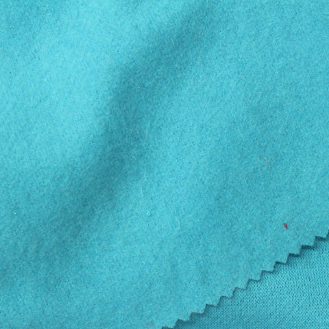 Brushed Polyester Cotton French Terry Fabric, 350 gsm, 180 cm — Blue