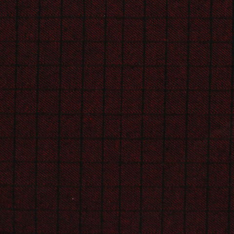 Dark Red Check Twill, Cotton-Poly
