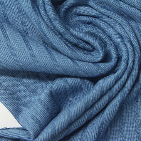 Blue Vertical-Stripe Rib Knit, Polyester, 180 gsm, 180 cm