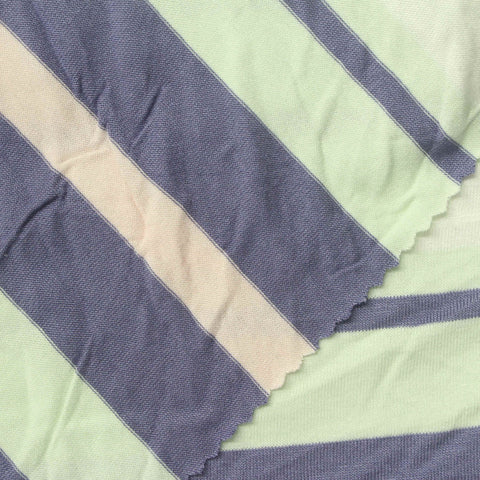 Blue Horizontal-Stripe Jersey Knit, Viscose, 180 gsm