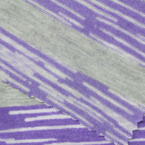 Purple Horizontal-Stripe Jersey Knit, Poly-Viscose