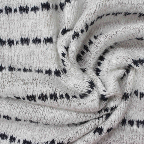 Black Diagonal-Stripe Chunky Knit, Viscose-Poly, 186 gsm