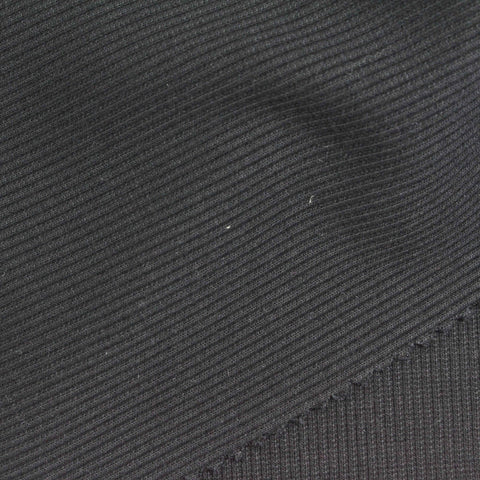 Cotton Rib Knit Fabric, 370 gsm, 130 cm — Black
